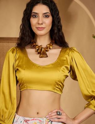 white satin georgette printed saree with unstitched blouse 4