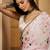 off white satin georgette printed saree with unstitched blouse