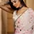 off white satin georgette printed saree with unstitched blouse