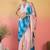 peach satin georgette printed saree with unstitched blouse