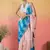 peach satin georgette printed saree with unstitched blouse