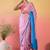 pink satin georgette printed saree with unstitched blouse