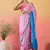 pink satin georgette printed saree with unstitched blouse