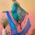 blue satin georgette printed saree with unstitched blouse
