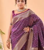 Plum Purple Bandhani Weaving Saree With Paithani Pallu  