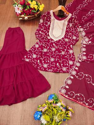 PINK Faux Georgette With digital print Anarkali Suit SET  6