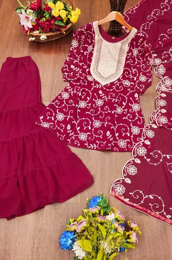 PINK Faux Georgette With digital print Anarkali Suit SET 