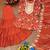 ORANGE GEORGETTE EMBROIDERY WORK STICHED SUIT SET