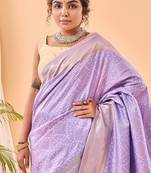 Lavender Bandhani Weaving Saree With Paithani Pallu  