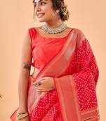 Red Bandhani Weaving Saree With Paithani Pallu  