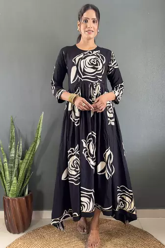 Rayon floral printed gown