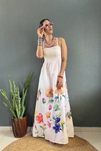 Rayon floral printed gown