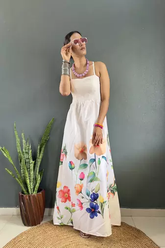 Rayon floral printed gown