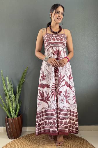 Rayon floral printed gown