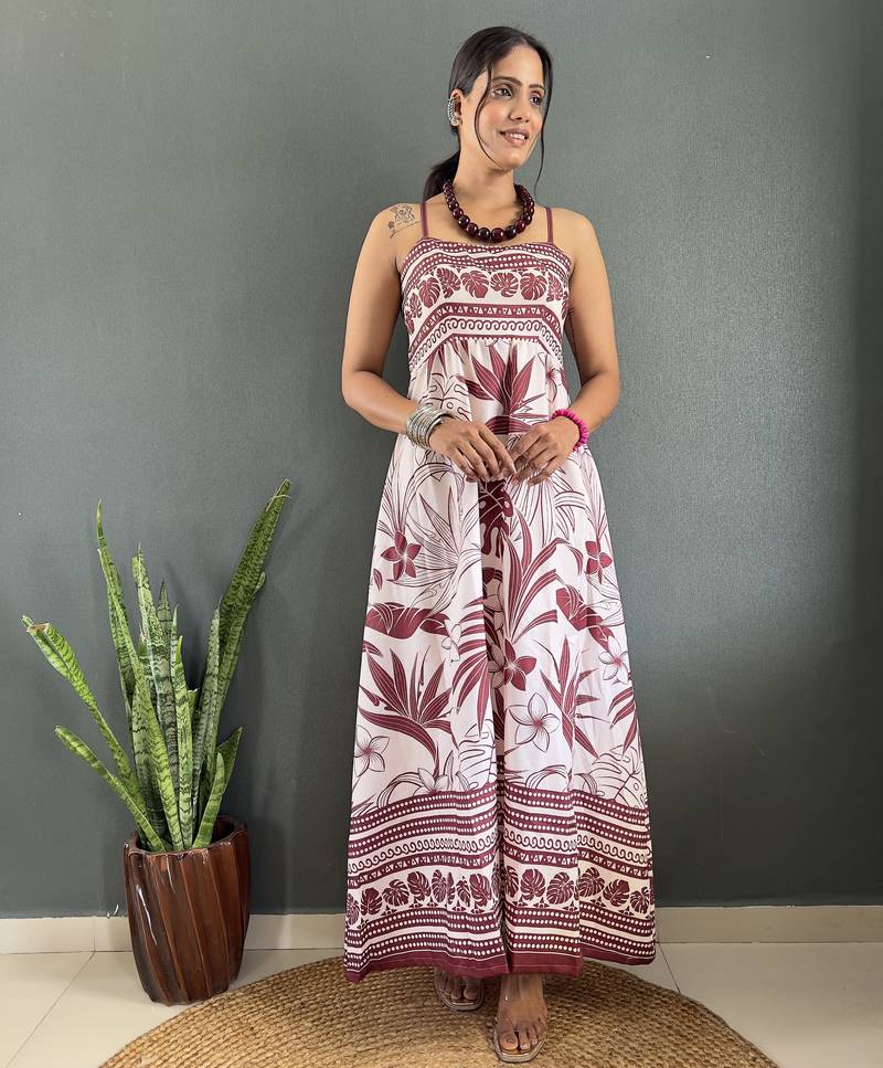 Rayon floral printed gown