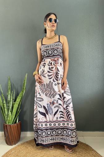 Rayon floral printed gown