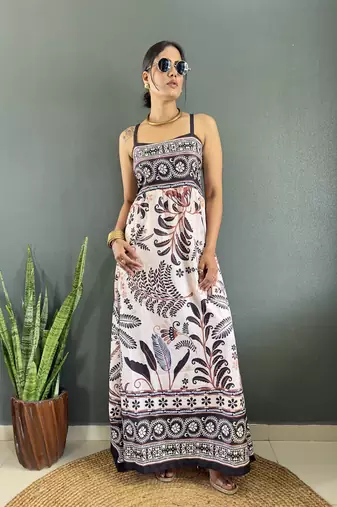 Rayon floral printed gown