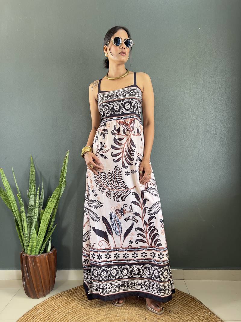 Rayon floral printed gown