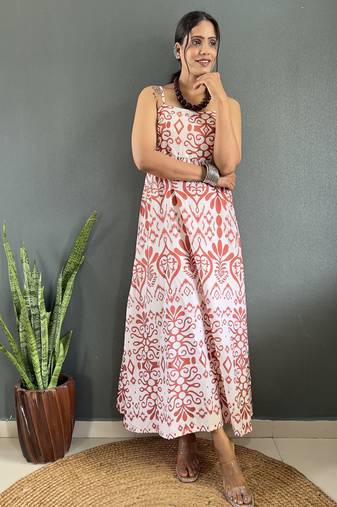 Rayon floral printed gown
