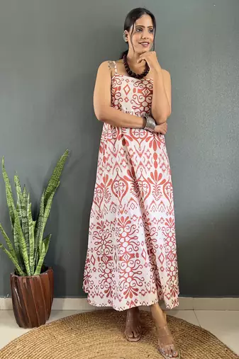 Rayon floral printed gown
