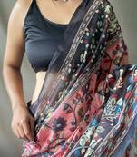 Light Pink Soft Cotton Kalamkari Printed Saree