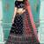 Velvet Navy Blue Zari Embroidered Bridal Lehenga Choli