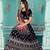 Velvet Navy Blue Zari Embroidered Bridal Lehenga Choli