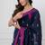 Navy blue handloom mul cotton jamdani weaving and tassels saree