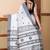 White khadi cotton with heavy jamdani palla and tassels saree