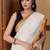 Cream handloom dhaniakhali pure cotton with sleek golden border saree