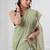 Light green khadi cotton all over stripes and tassels saree