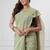 Light green khadi cotton all over stripes and tassels saree