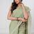 Light green khadi cotton all over stripes and tassels saree