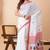 White handloom pure cotton jamdani and tassels saree