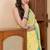 Neon green handloom mark mul cotton jamdani and tassels saree