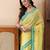 Neon green handloom mark mul cotton jamdani and tassels saree