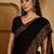 black silk blend chiffon embroidered saree with unstitched blouse