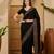 black silk blend chiffon embroidered saree with unstitched blouse