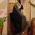 black silk blend chiffon embroidered saree with unstitched blouse