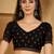 black silk blend chiffon embroidered saree with unstitched blouse