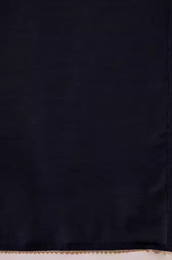navy blue silk blend chiffon solid saree with unstitched blouse