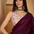 wine silk blend chiffon solid saree with unstitched blouse