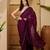 wine silk blend chiffon solid saree with unstitched blouse