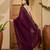 wine silk blend chiffon solid saree with unstitched blouse