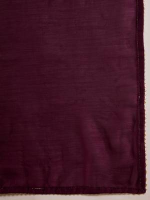 wine silk blend chiffon solid saree with unstitched blouse 5