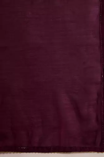 wine silk blend chiffon solid saree with unstitched blouse