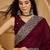 wine silk blend chiffon embroidered saree with unstitched blouse