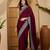 wine silk blend chiffon embroidered saree with unstitched blouse