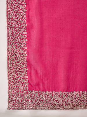 rani silk blend chiffon embroidered saree with unstitched blouse 5