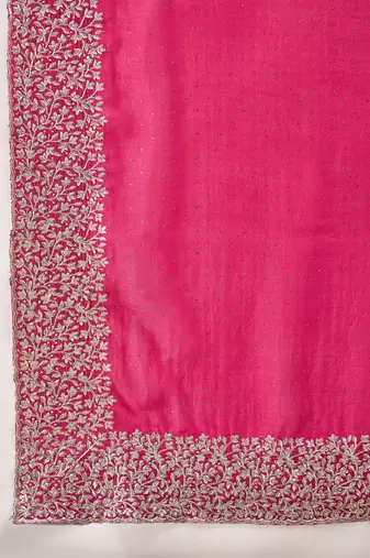 rani silk blend chiffon embroidered saree with unstitched blouse